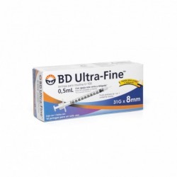 Jeringa para Insulina Ultra Fine 0.5 ml 31 G x 8 mm 10 Piezas