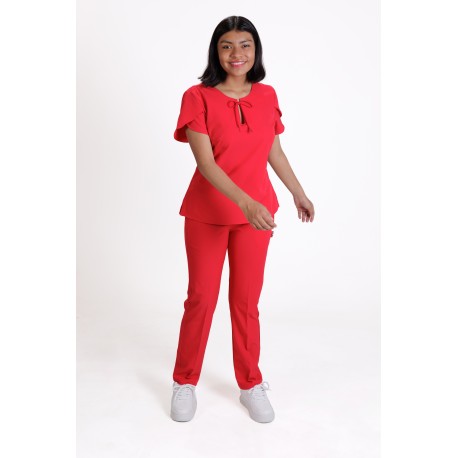 Pijama Quirúrgica Dama Rojo Antifluidos