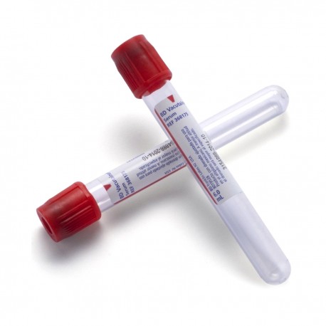 TUBO VACUTAINER PLASTICO 6ML ROJO ACTIVADOR 10PZ