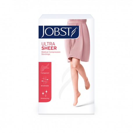 <p>Medias de compresión graduada y gradiente de JOBST® que reducen la inflamación y mejoran la circulación de tus piernas, para que siempre luzcan bellas y estén saludables.</p>

<p><strong>Indicaciones:</strong></p>

<ul><li>Insuficiencia venosa y varices de moderadas a severas.</li>
</ul><p><strong> Características y Beneficios:</strong></p>

<ul><li>Diseño elegante, altamente transparente</li>
	<li>Hilo de spandex y nylon, mayor transparencia</li>
	<li>Talón y punta reforzada, para mayor durabilidad</li>
</ul>