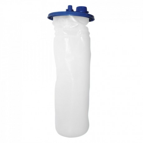 <p>Bolsa recolectora de fluidos Medivac con tapa de polipropileno azul y bolsa de polietileno semi-trasnparente.</p>
<ul>
<li>2 filtros de alta eficiencia.</li>
<li>Puerto de paciente con membrana unidireccional.</li>
<li>Válvula con corte interno.</li>
<li>Escalones internos.</li>
<li>Bolsa concavo.</li>
</ul>