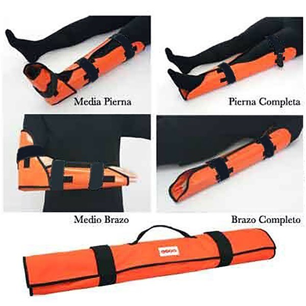 <p>Juego integral de férulas rígidas que consta de dos piezas articuladas y dos sin articular. Se presentan en un estuche de nylon resistente que permite el fácil acceso y visualización.</p>
<p>Contiene:</p>
<ul><li>1 Pierna completa</li>
<li>1 Media pierna</li>
<li>1 Brazo completo</li>
<li>1 Medio brazo</li>
</ul><ul><li>Las férulas de brazo se pueden utilizar en pacientes pediátricos</li>
<li>Interior de triplay de 6 mm</li>
<li>Traslúcidas a los rayos “X”</li>
</ul>