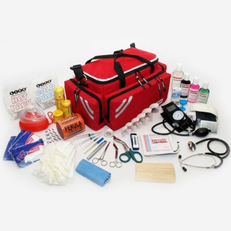 <p>Botiquín equipado fabricado en poliéster plastificado ideal para los profesionales de la atención de emergencias, médicos, enfermeras, paramédicos, clubes deportivos, equipos de futbol, escuelas, departamentos de seguridad industrial, obras en construcción, etc.</p>
<ul>
<li>Cinta reflejante color gris</li>
<li>Reforzado en los lugares de mayor carga</li>
<li>Tamaño muy práctico y de gran capacidad</li>
</ul>
<h4>Contenido del botiquín:</h4>
<ul>
<li>    1 Abatelenguas de madera paq. c/25 pzas.</li>
<li>    1 Alcohol gel de 250 ml.</li>
<li>    1 Algodón plisado 3 g.</li>
<li>    1 Apósitos no estéril 8 x 20 cm paq. c/5 pzas.</li>
<li>    1 Baumanómetro c/estetoscopio simplex kit.</li>
<li>    1 Benzal dermoclin concentrado 120 ml.</li>
<li>    1 Cabestrillo Life.</li>
<li>    1 Cánulas orofaríngeas.</li>
<li>    1 Cinta adhesiva microporosa de 1.25 x 10 m.</li>
<li>    1 Compresa fría Life desechable.</li>
<li>    1 Compresa caliente Life desechable.</li>
<li>    1 Cubrebocas desechables económico paq. c/5 pzas.</li>
<li>    1 Venditas adhesivas (curitas) c/10 pzas.</li>
<li>    1 Solución oftálmica.</li>
<li>    1 Férula moldeable nacional</li>
<li>    1 Gasas estériles de 10x10 cm. paq. c/10 pzas</li>
<li>    Guantes de látex no estériles paq. c/5 pzas.</li>
<li>    1 Isodine espuma frasco de 120 ml.</li>
<li>    1 Jabón quirúrgico frasco de 120 ml.</li>
<li>    1 Jeringas desechables paq. c/3 medidas (1 ml, 3 ml, 5 ml).</li>
<li>    1 Lámpara de diagnóstico reusable.</li>
<li>    1 Lava ojos de plástico.</li>
<li>    1 Ligadura elástica Life.</li>
<li>    1 Mascarilla RCP con entrada.</li>
<li>    1 Pinzas de Kelly.</li>
<li>    1 Sábana de aluminio de 1.30 x 2.10 m.</li>
<li>    1 Termómetro digital.</li>
<li>    1 Tijeras de trabajo pesado.</li>
<li>    1 Tijeras de botón.</li>
<li>    1 Venda elástica de 5 cm.</li>
<li>    1 Venda elástica de 10 cm.</li>
<li>    1 Venda elástica de 15 cm.</li>
</ul>