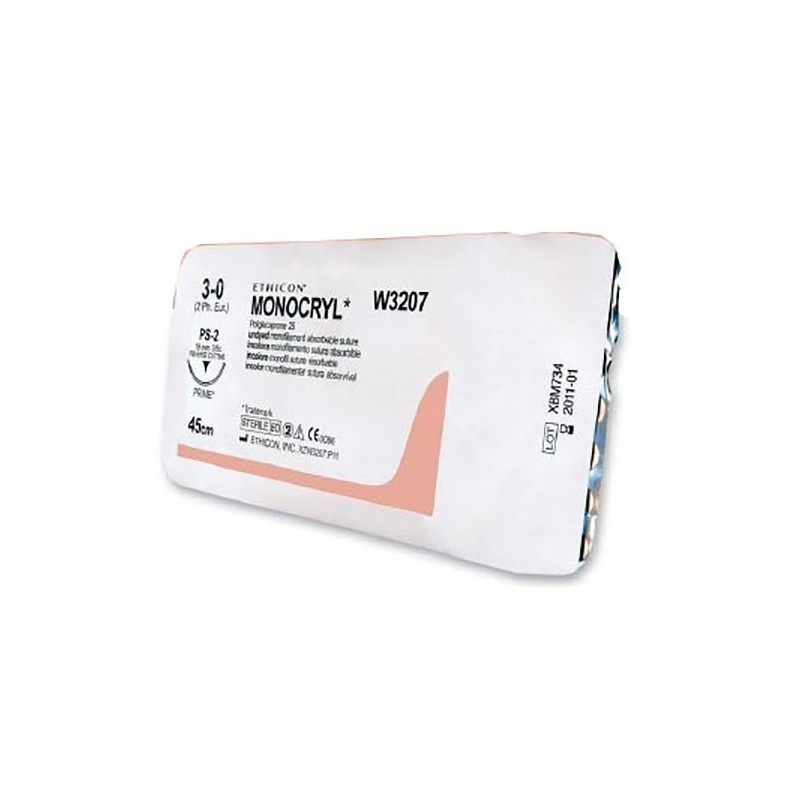 SUTURA MONOCRYL PLUS 3/0 PS.1 PLASTICA 3 SOBRES