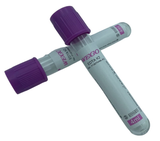 TUBO RECOLECTOR DE SANGRE CON EDTA K2 4ML LILA 100 PZAS