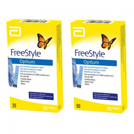 <p>Tiras reactivas de la marca Freestyle Optium para ser utilizada por el medidor de glucosa Freestyle Optim. Empacadas de manera independiente cada una en un foil de aluminio lo que le garantiza la optima conservación.</p>