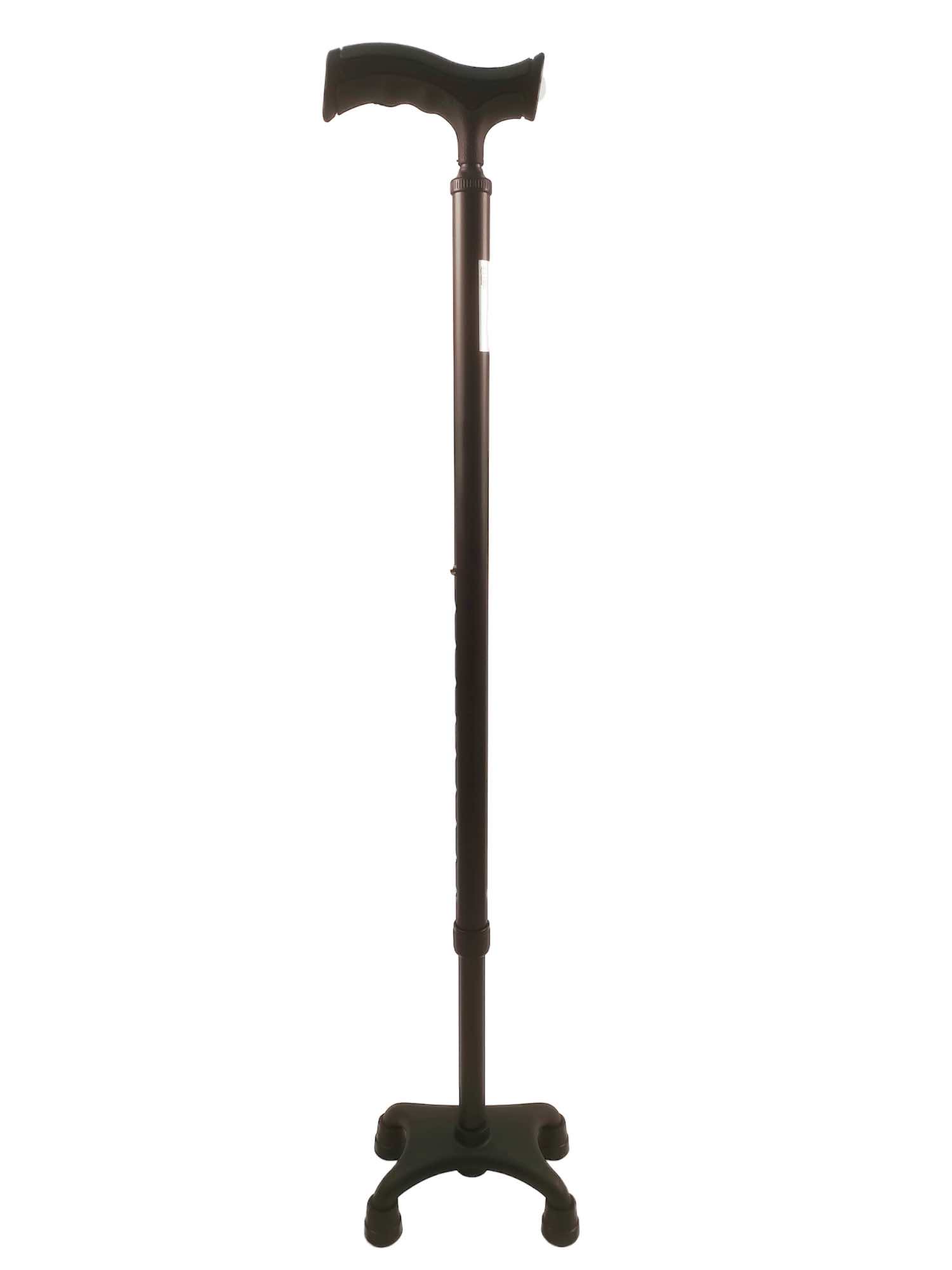 BASTON ALUMINIO 4 APOYOS BASE PLASTICA CORTA NEGRO
