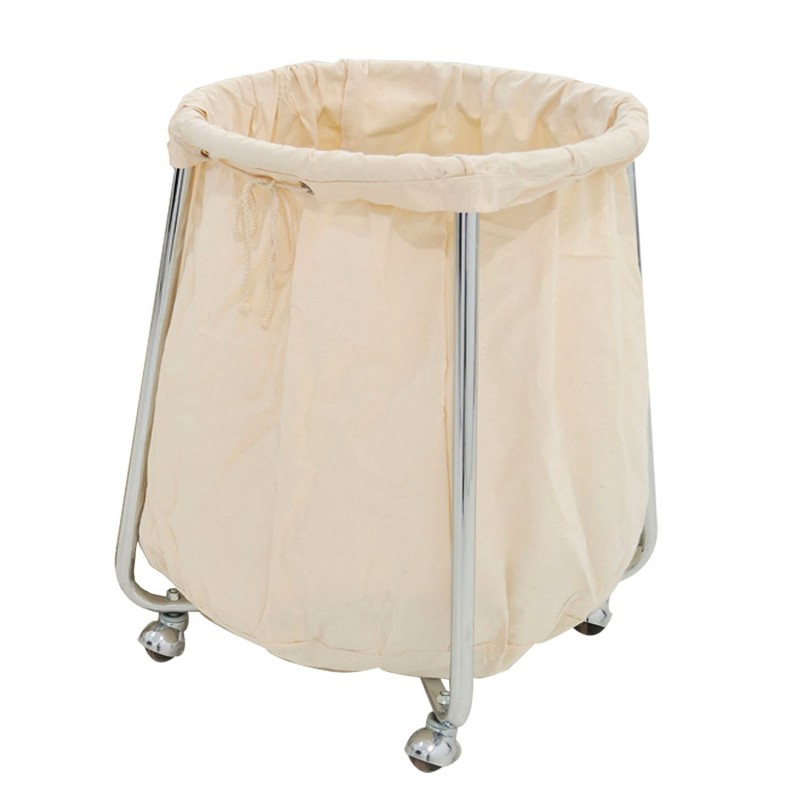 <p>Carro para ropa sucia que consta de tubo de acero y bolsa de lona con ojillos para ajustar a la base del carro por medio de cinta de material sintético.</p>

<ul><li>Tubo de acabado cromado</li>
	<li>Rodaja esférica de 2” de hule color negro</li>
</ul>