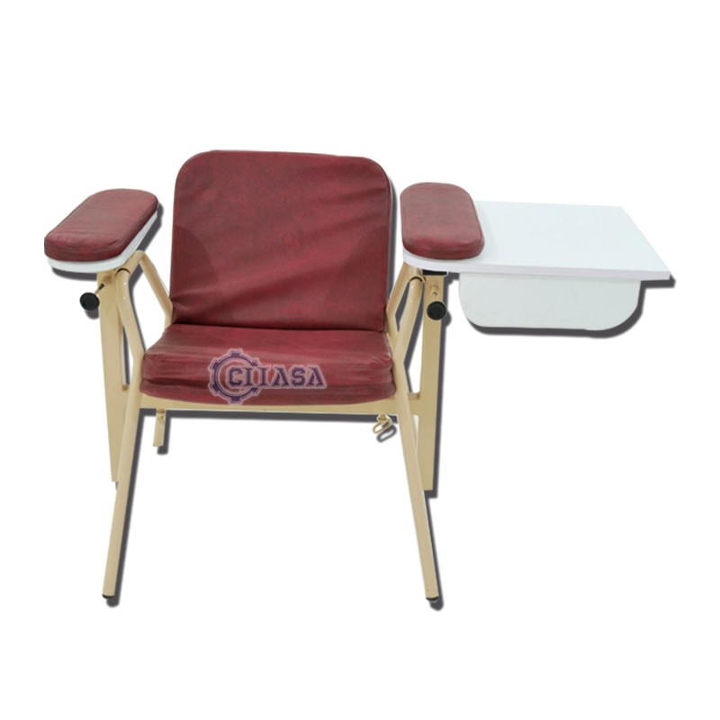 <p>Silla para toma de muestras fabricada con lámina perforada y tubo de acero recubierto con pintura horneada termoendurecible.</p>

<ul><li>Consta de sillón acabado con núcleo de poliuretano y forrado de vinil resistente, sistema descansabrazos tubular cromado para graduar a diversas alturas por medio de trinquete (vertical y horizontal).</li>
	<li>Cajón de madera y lámina cubierto con formaica color blanca.</li>
</ul>