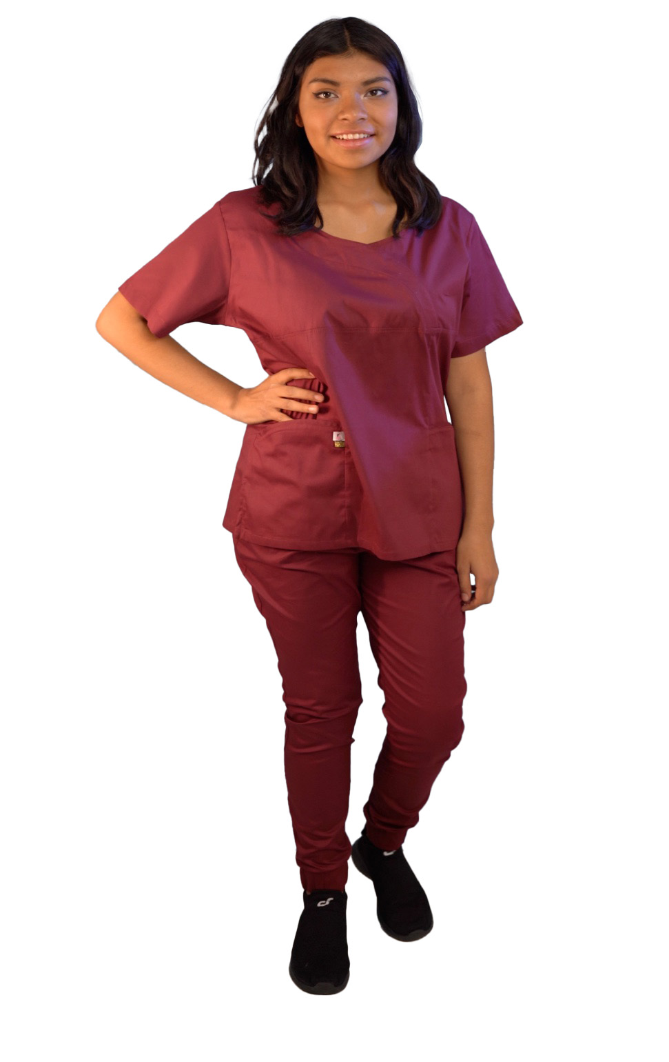 PIJAMA QUIRURGICA DAMA XGRANDE VINO STRETCH