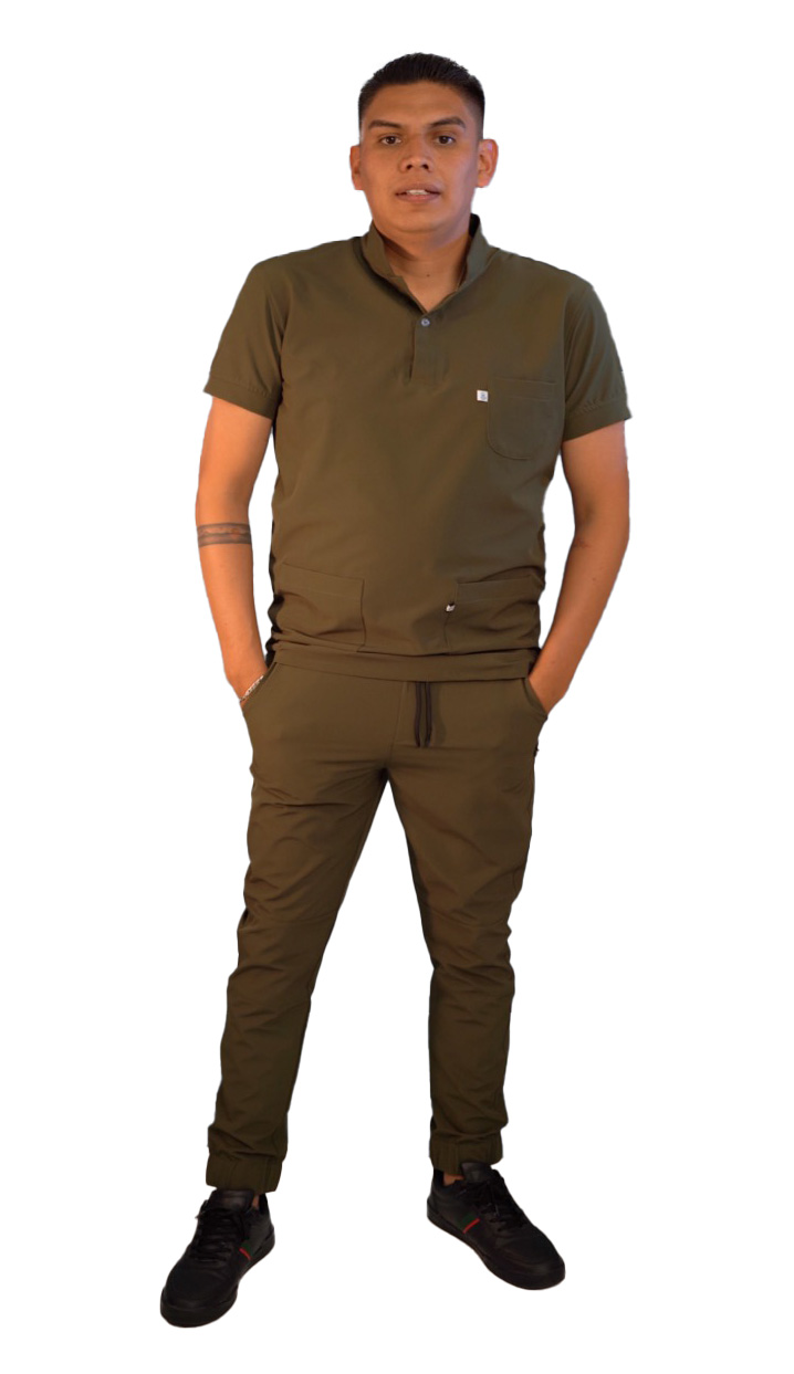 PIJAMA QUIRURGICA CABALLERO MEDIANA VERDE OLIVO ANTIFLUIDOS