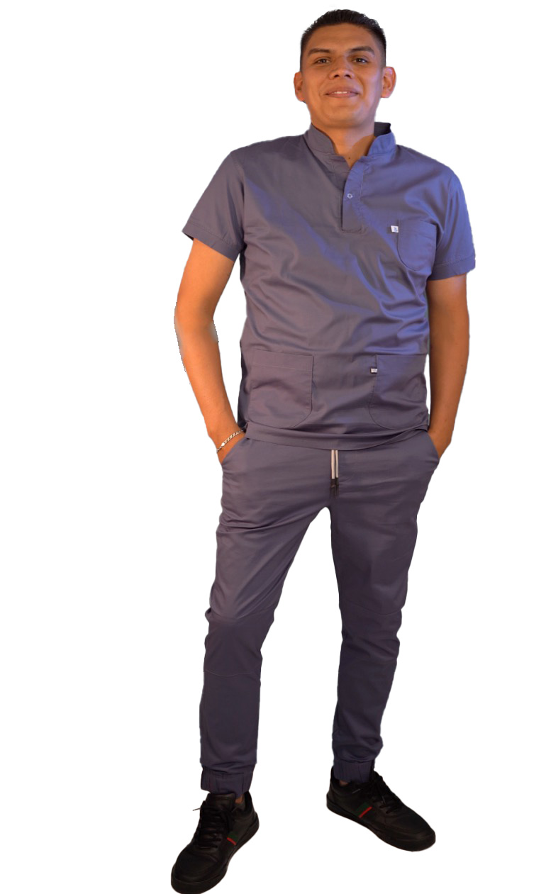 PIJAMA QUIRURGICA CABALLERO XGRANDE GRIS OXFORD STRETCH