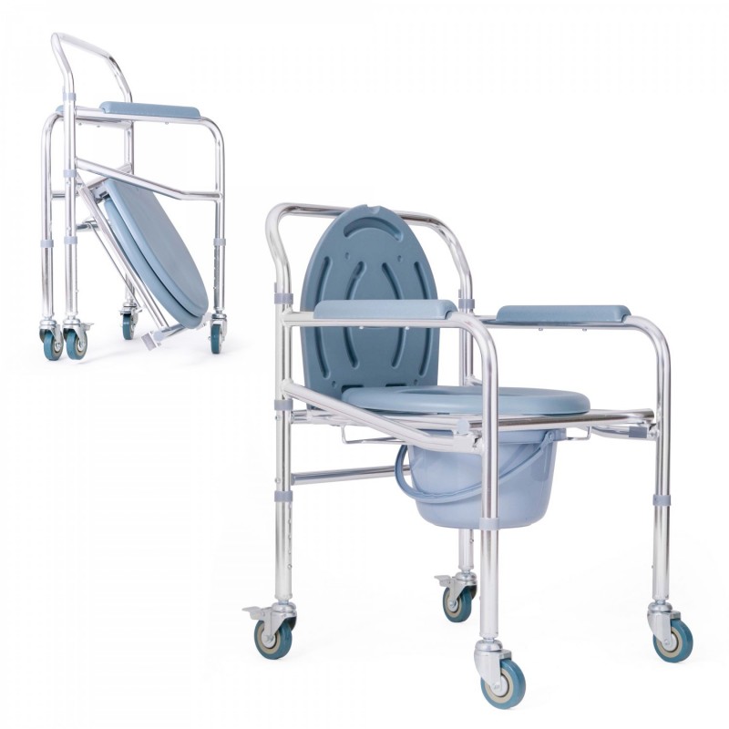 SILLA COMODO ALUMINIO PLEGABLE CON RUEDAS