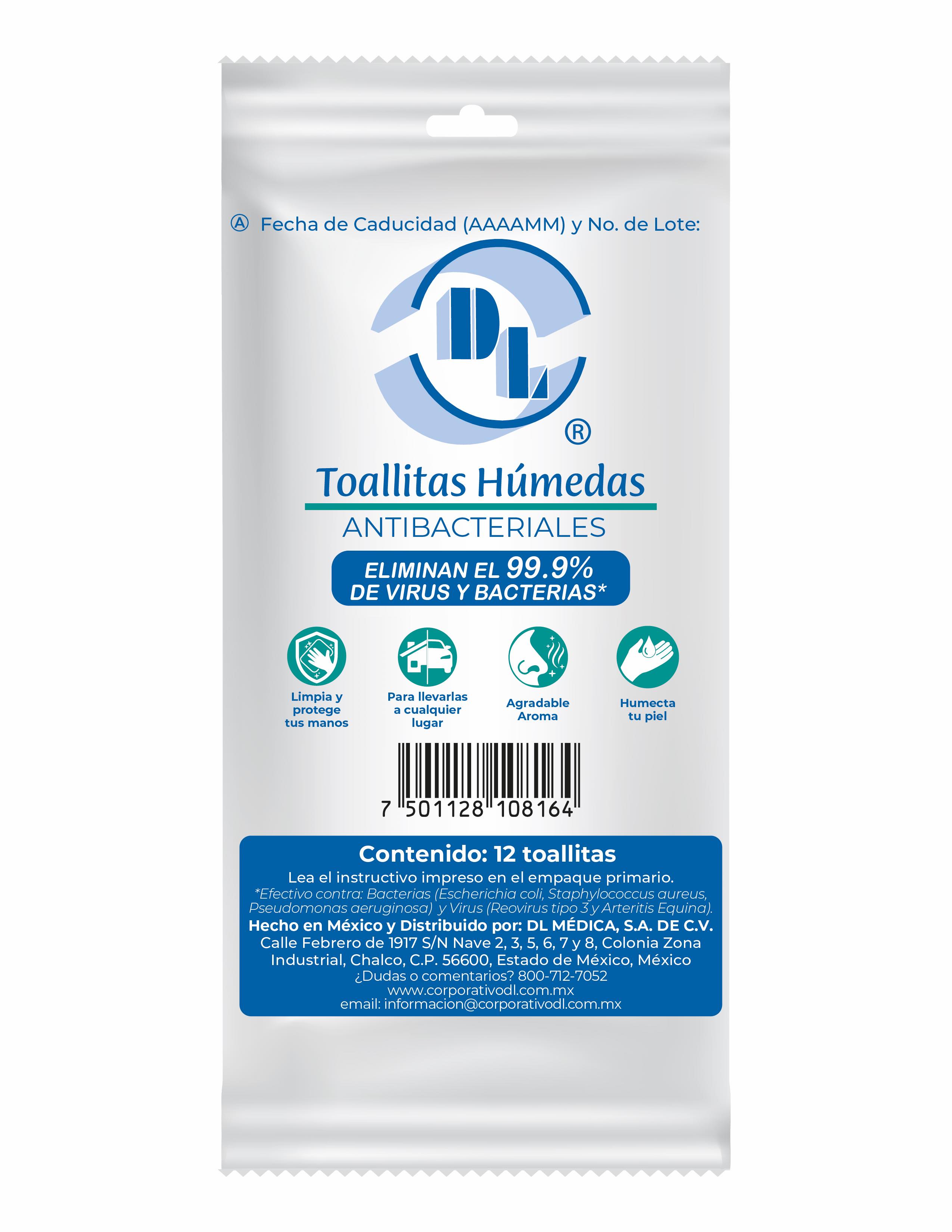TOALLA HUMEDA ANTIBACTERIAL MANOS 12 PZAS