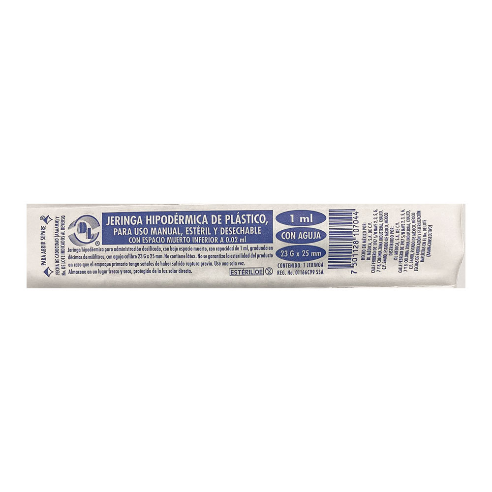 JERINGA DESECH 1ML 23X25 BAJO ESPACIO MUERTO 25 PZA