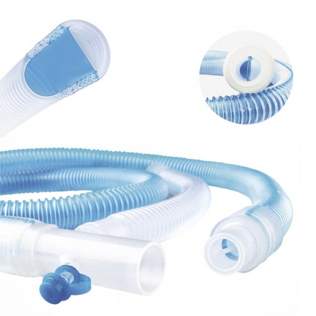 Los circuitos de respiración anestésica están hechos de materiales grado médico, consiste de un tubo corrugado o tubo extensible (extendible), conector externo de la máquina, conector fijo en Y o conector giratorio Y. Conector en codo con puerto y tapa. Presentaciones para adulto y pediátrico. En diferentes tamaños. Producto no estéril