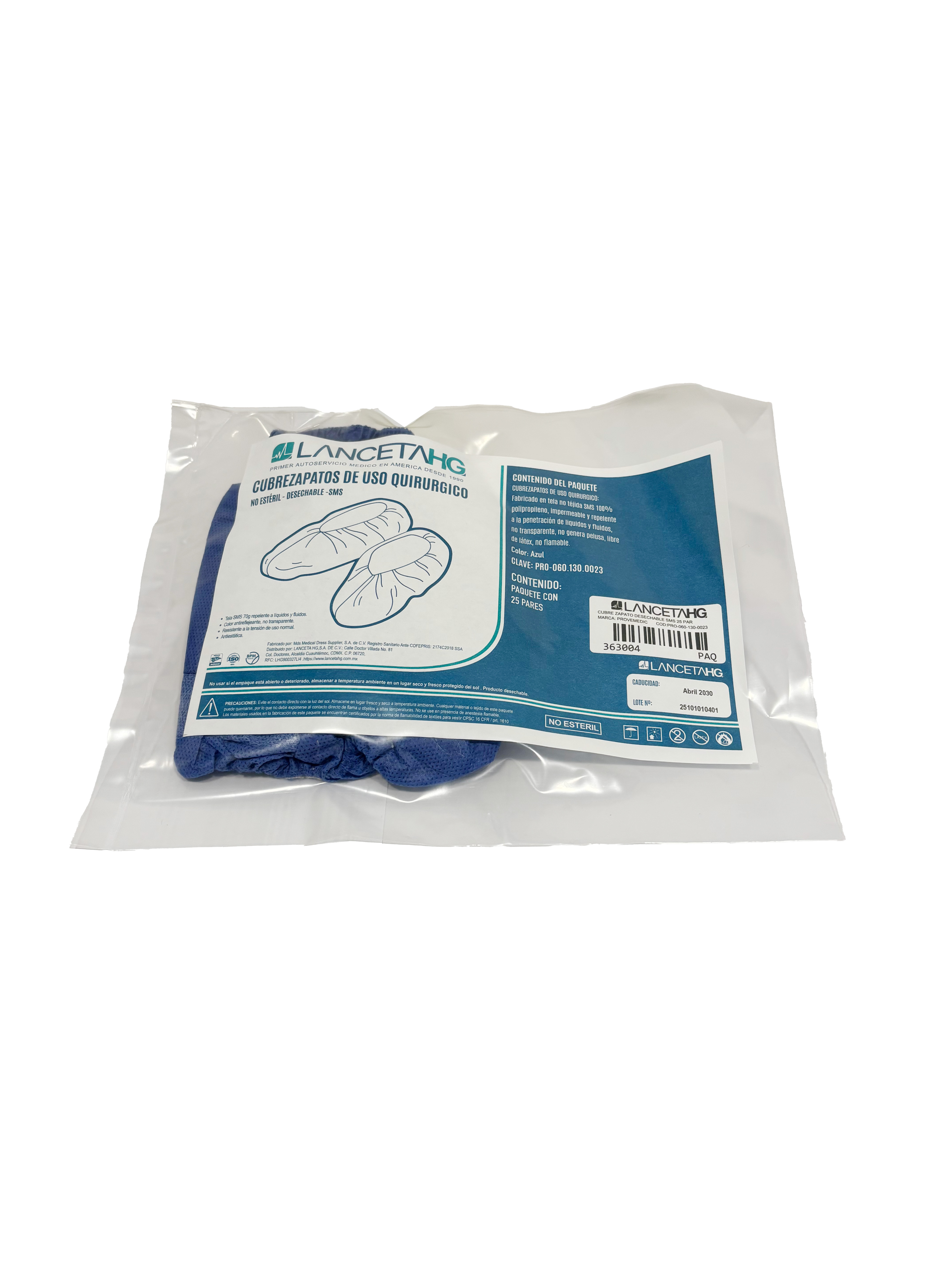 CUBRE ZAPATO DESECHABLE SMS 25 PAR