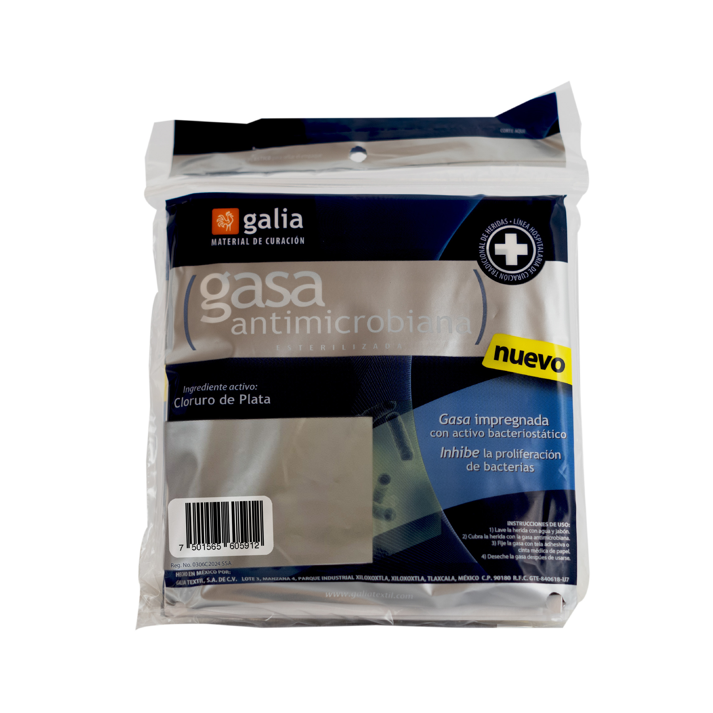 GASA ANTIMICROBIANA 10X10 CM 8 CAPAS TEJ 24X20 ESTERIL 10 PZA