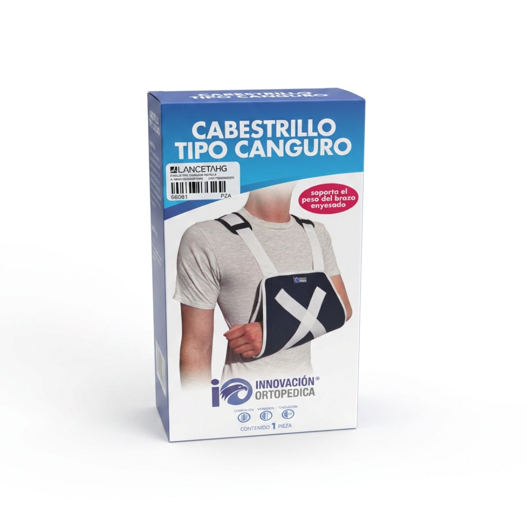 <ul>
	<li>CONSTITUIDO POR 2 PIEZAS, UN CABESTRILLO TIPO CANGURO Y UNA BANDA QUE RODEA EL TORAX Y BRAZO EVITANDO LA MOVILIZACI&Oacute;N DEL HOMBRO, AMBAS PIEZAS SON AJUSTABLES</li>
	<li>COMPOSICI&Oacute;N: 60% POLIESTER, 20% ALGOD&Oacute;N Y 20% NYLON</li>
	<li>INDICACI&Oacute;N: SOPORTE INMOVILIZADOR DE HOMBRO Y CODO PARA&nbsp;TRAUMATISMOS, LUXACIONES, FRACTURAS Y CONTUSIONES, INDICADO</li>
	<li>PARA EL TRATAMIENTO DE TENSION POST-QUIRURGICA</li>
</ul>